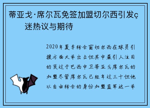 蒂亚戈·席尔瓦免签加盟切尔西引发球迷热议与期待